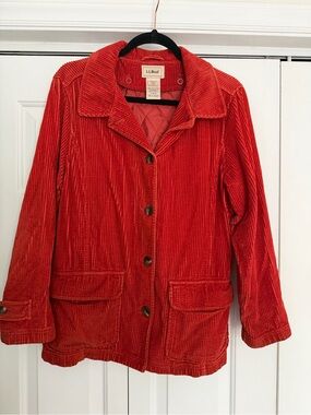L.L. Bean Women's Red Corduroy Button-Up Jacket